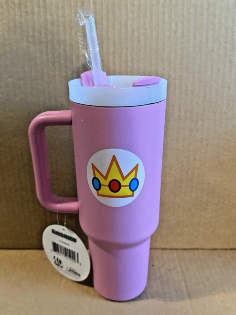 NEW Nintendo Super Mario Princess Peach Pink 40oz Tumbler